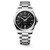 Longines Conquest L3.860.4.52.6 Swiss Made 41 mm quartz watch with a black sandblasted dial, stainless steel case, and stainless steel bracelet.