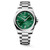 Longines Conquest L3.860.4.09.6 Swiss Made 41 mm quartz watch with a sunray green dial, stainless steel case, and stainless steel bracelet.