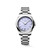 Longines Conquest L3.460.4.02.6 Swiss Made 34 mm quartz watch with a lavender mauve sandblasted dial, stainless steel case, and stainless steel bracelet.