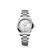 Longines Conquest L3.350.4.87.6 Swiss Made 30 mm quartz watch with a white mother-of-pearl dial, stainless steel case, and stainless steel bracelet.