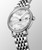 Longines Elegant Collection L4.310.0.80.6 Swiss Made 29 mm automatic watch with a white mother-of-pearl dial, diamond-set bezel, stainless steel case, transparent case back, and stainless steel bracelet.