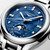 Longines PrimaLuna Moonphase L8.126.4.97.6 Swiss Made 34 mm automatic watch with a luminous blue mother-of-pearl dial, moonphase display, stainless steel case, and stainless steel bracelet.