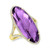 Evoque Elongated Oval Amethyst & Natural Diamond Statement Ring, 14K Yellow Gold [50733FHAMYG]