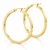 Yellow Gold Square-Tube Hoop Earrings 44 mm [N4746]
