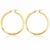 Yellow Gold Square-Tube Hoop Earrings 44 mm [N4746]