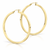 Yellow Gold Square-Tube Hoop Earrings 55 mm [N4747]