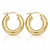 10K Yellow Gold High-Polish Plain 4 mm Tube Hoop Earrings – 18 mm [N4407]