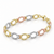10K Tri-Colour Gold Oval Link Bracelet 7.1 mm Made in Italy [TECA200]