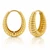 Italian 10K Yellow Gold Fluted Oval Hoop Earrings 16 × 18 mm [E068A]