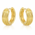 Italian 10K Yellow Gold Triple-Ridged Huggie Hoop Earrings 12 mm [E230]