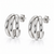 10K White Gold Three-Row Tapered Hoop Stud Earrings 8.4 × 14 mm [TECA309-WG]
