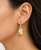 10K Yellow Gold Oval Paper Clip Hoop Earrings with Patterned Teardrops 14.5 mm [TECA323-YG]