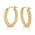 14K Yellow Gold Beaded Oval Hoop Earrings 25 × 20 mm [TTP34]