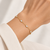 Italian 10K Yellow Gold Rectangular CZ Station Bracelet 6.5–7.5″ [B032B]