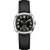 Hamilton American Classic Cushion Mechanical H36129730 featuring a black dial, 34 mm stainless steel cushion case, small-seconds display and black leather strap.