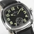 Hamilton American Classic Cushion Mechanical H36129730 featuring a black dial, 34 mm stainless steel cushion case, small-seconds display and black leather strap.