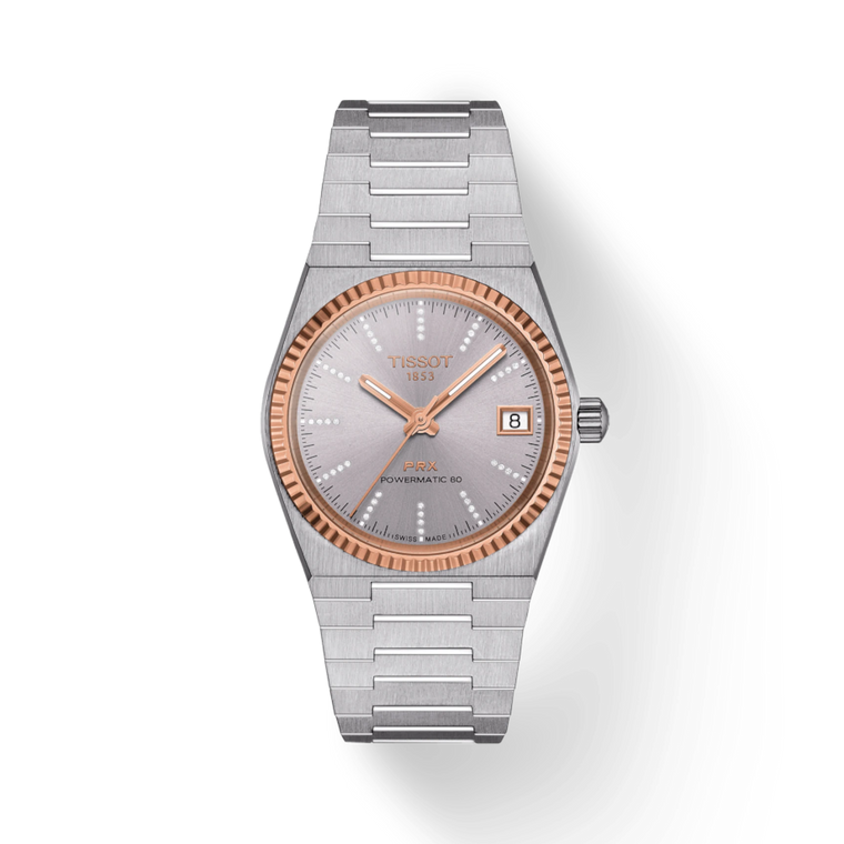 Tissot PRX Powermatic 80 T931.207.41.336.00 grey dial diamonds front view
