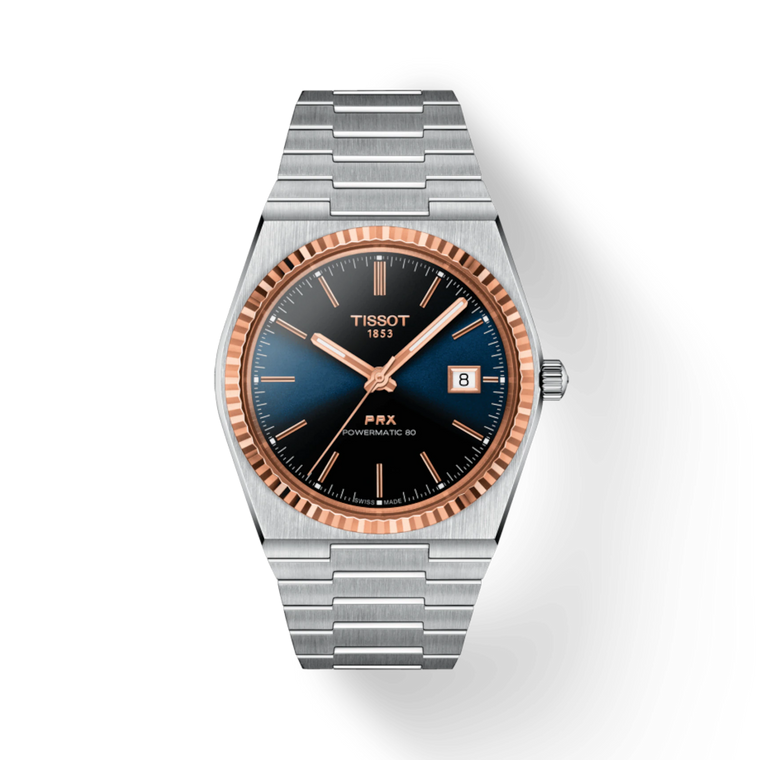 TISSOT PRX POWERMATIC 80 STEEL & 18K GOLD BEZEL | BLUE DIAL