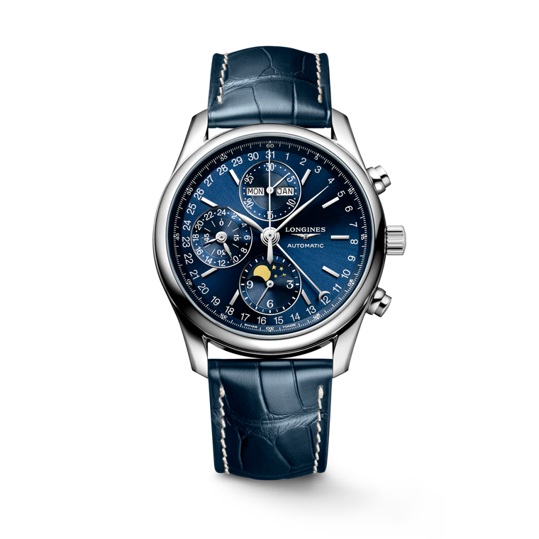 Longines Master Collection Moonphase Chronograph Sunray Blue Dial With Calendar Sub Counters Blue Alligator Strap Automatic 40 mm [L2.673.4.92.0]