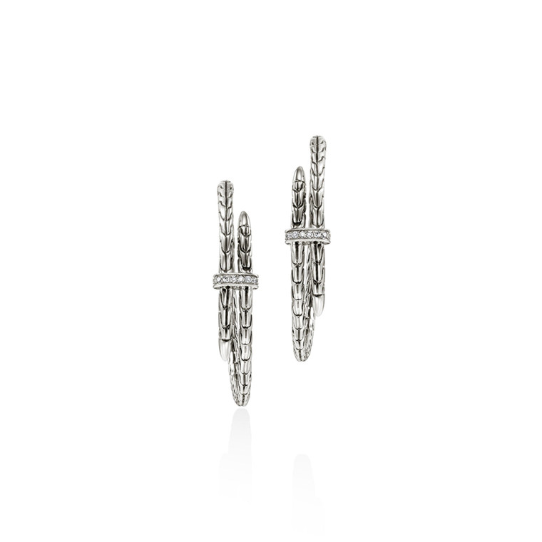 John Hardy Spear Hoop Earring 40 MM in sterling silver with pavé diamonds (EBP9012472DI) John Hardy Spear Hoop Earring 40 MM in sterling silver with pavé diamonds (EBP9012472DI)