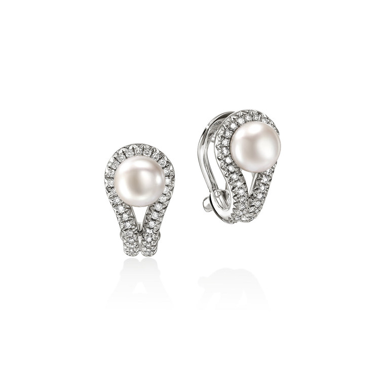 JOHN HARDY: Surf Earrings, Sterling Silver, Diamonds, Pearl | EBP895042DI JOHN HARDY: Surf Earrings, Sterling Silver, Diamonds, Pearl | EBP895042DI