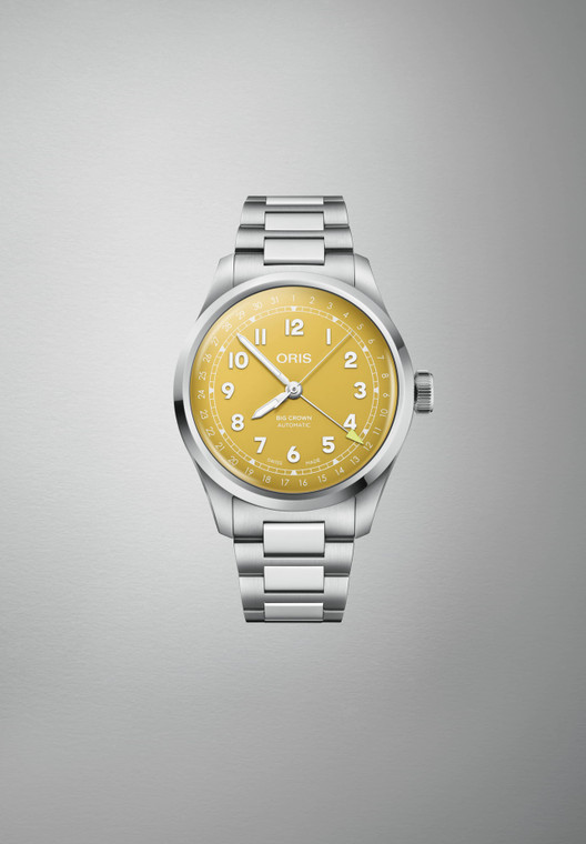 Oris Big Crown Pointer Date 40 mm Yellow Dial – Front View – 01-754-7798-4069-07-8-20-06