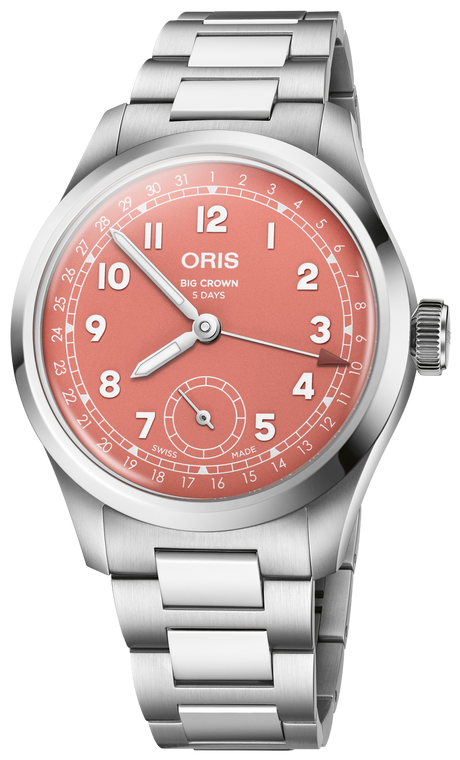 ORIS BIG CROWN POINTER DATE CALIBRE 403, SALMON (RED) DIAL, BRACELET | MODEL 01 403 7799 4068-07 8 20 06