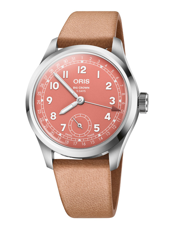 ORIS BIG CROWN POINTER DATE CALIBRE 403, SALMON (RED) DIAL, LEATHER STRAP | MODEL 01 403 7799 4068-07 6 20 11FC