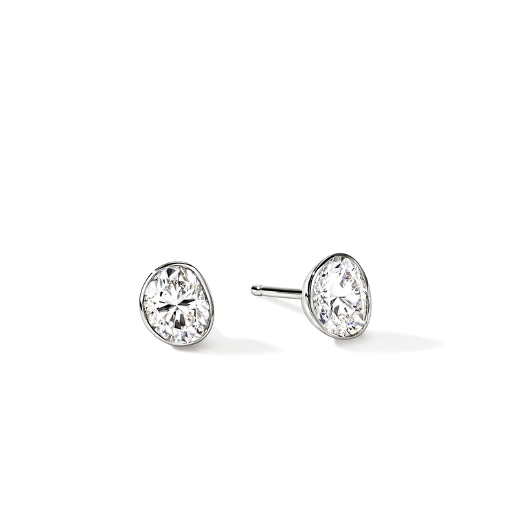 JH Lovestruck stud earrings in reclaimed sterling silver with 1.5 TCW lab-grown diamonds, front view