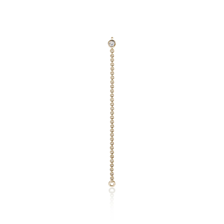 JH Lovestruck drop chain earring in 14k yellow gold with 0.03 TCW lab-grown diamond, front view