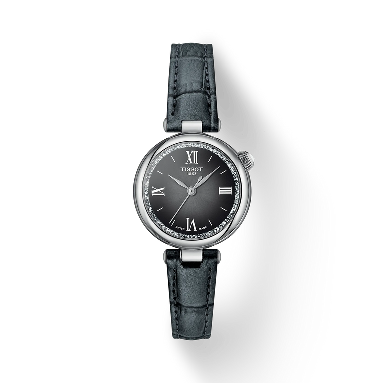 Tissot Desir 28 mm Graded Silver-Black Dial Grey Alligator-Style Strap [T152.010.16.038.00]
