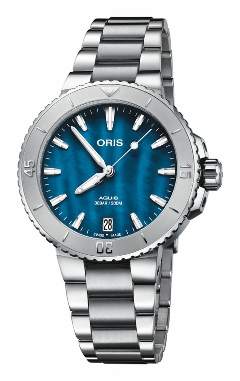 Oris Aquis Date 36.50 mm Blue Mother-of-Pearl Dial Stainless Steel Bracelet [01-733-7770-4155-07-8-18-05P]