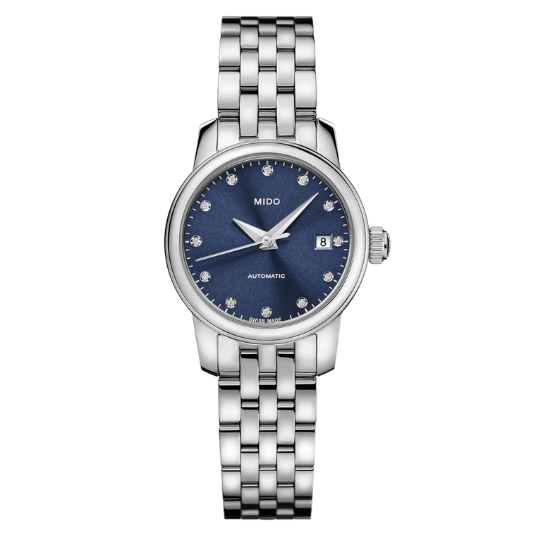 Mido Baroncelli Lady Twenty Five 25 mm Blue Diamond Dial – Stainless Steel Bracelet [M039.007.11.046.00]