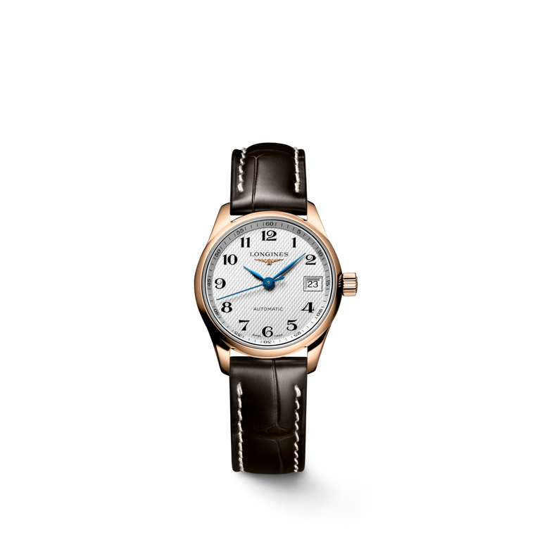 Longines Master Collection Automatic 25.5 mm Silver Opaline Dial 18K Rose Gold Brown Alligator Strap [L2.128.8.78.3]