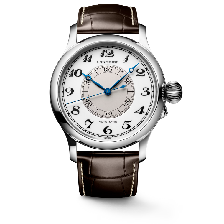 Longines Avigation Weems Second-Setting Automatic 47.5 mm White Lacquered Dial Brown Alligator Strap [L2.713.4.13.0]