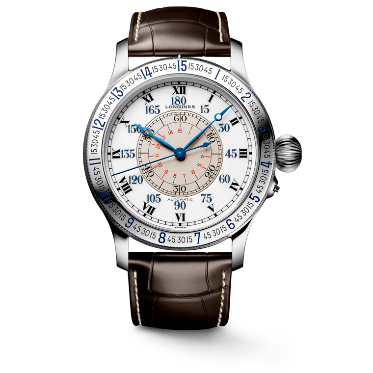 The Longines Avigation – Lindbergh Hour Angle Automatic 47.5 mm Black Dial Leather Strap [L2.678.4.11.0]