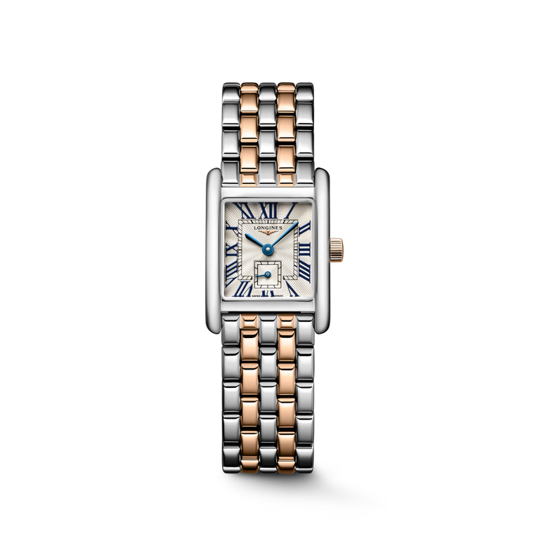 Longines Mini DolceVita Quartz Silver Flinqué Dial Steel & 18K Rose Gold Bracelet [L5.200.5.71.7]