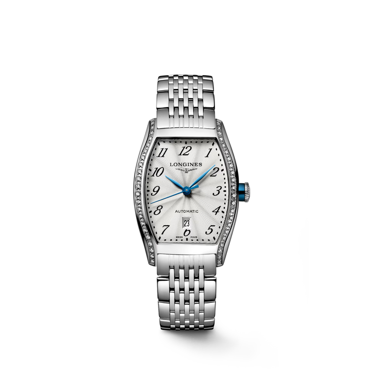 Longines Evidenza Automatic 26 × 30.6 mm Silver Flinqué Diamond Dial Stainless Steel Bracelet [L2.142.0.70.6]