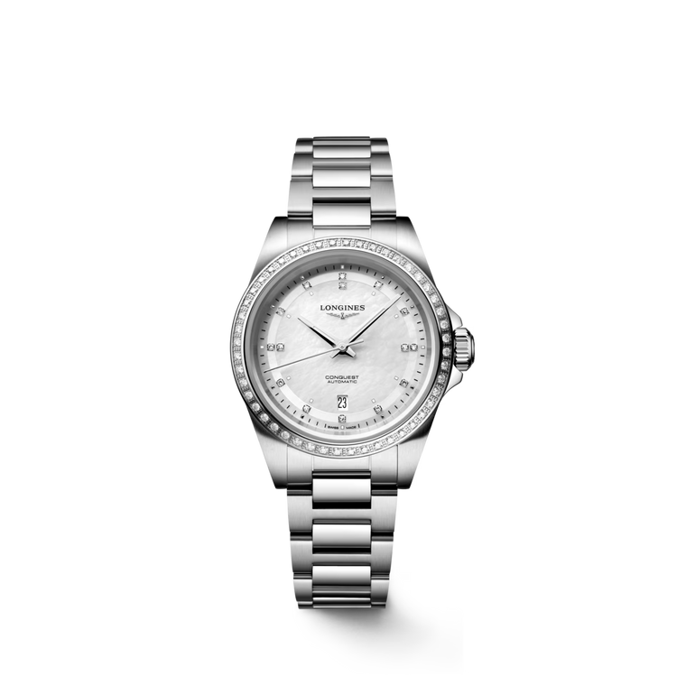 Longines Conquest Automatic 30 mm White Mother-of-Pearl Diamond Dial Stainless Steel Bracelet [L3.320.0.87.6]