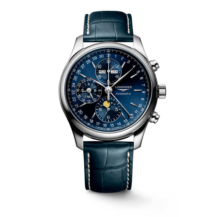 Longines Master Collection Chronograph Sunray Blue Dial With Calendar & Moonphase Blue Alligator Strap Automatic 42 mm [L2.773.4.92.0]