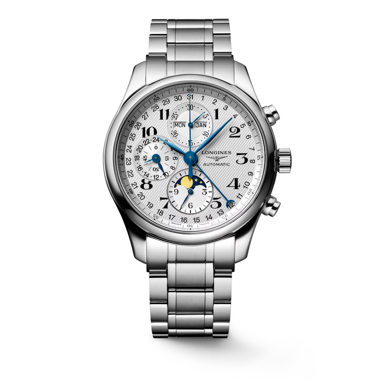Longines Master Collection Chronograph Silver Barleycorn Dial With Calendar & Moonphase Stainless Steel Bracelet Automatic 42 mm [L2.773.4.78.6]