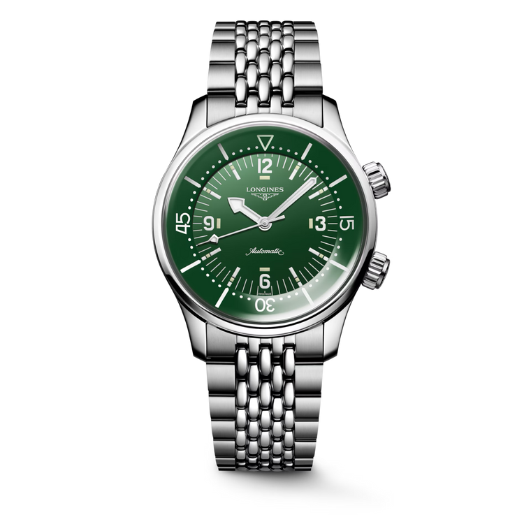 Longines Legend Diver Green Lacquered Polished Dial Stainless Steel Bracelet Automatic 39 mm [L3.764.4.06.6]