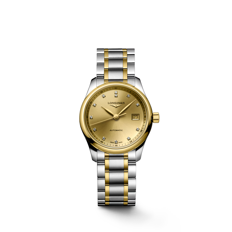 Longines Master Collection Gilt Dial With Diamond Indexes Two-Tone Stainless Steel & 18K Yellow Gold Cap 200 Bracelet Automatic 29 mm [L2.257.5.37.7]
