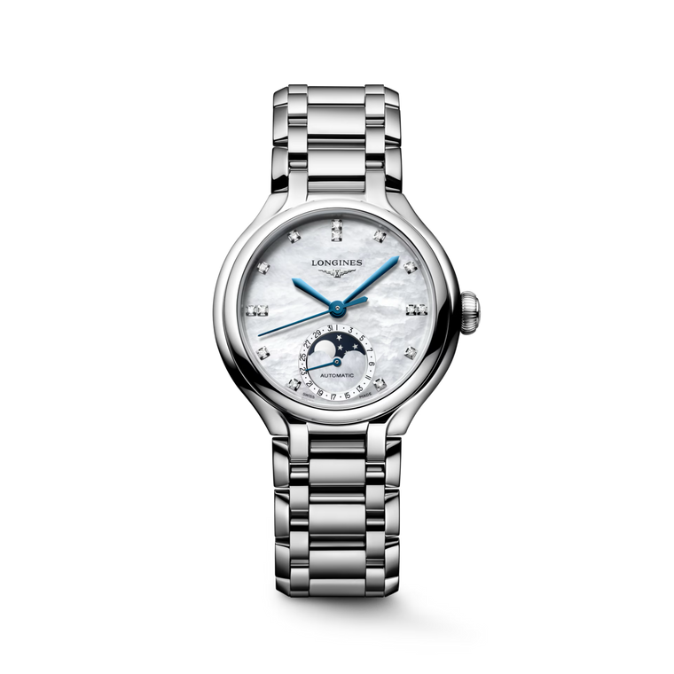Longines PrimaLuna White Mother-of-Pearl Dial With Moonphase Stainless Steel Bracelet Automatic 34 mm [L8.126.4.87.6]