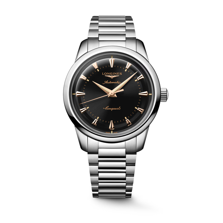 Longines Conquest Heritage Black Lacquered Polished Dial Stainless Steel Bracelet Automatic 40 mm [L1.650.4.52.6]