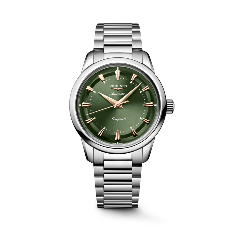 Longines Conquest Heritage Green Lacquered Polished Dial Stainless Steel Bracelet Automatic 38 mm [L1.649.4.02.6]