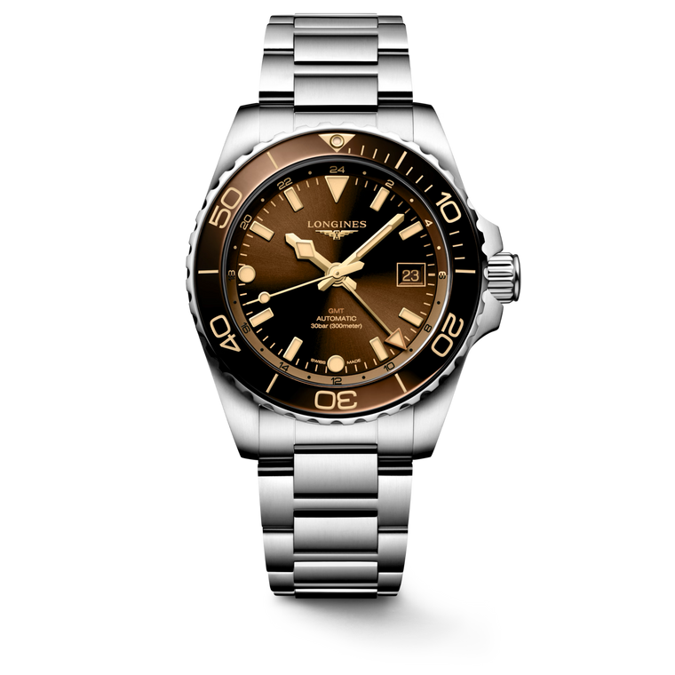 Longines HydroConquest GMT Automatic Sunray Brown Dial Stainless Steel & Ceramic Bezel 41 mm [L3.790.4.66.6]