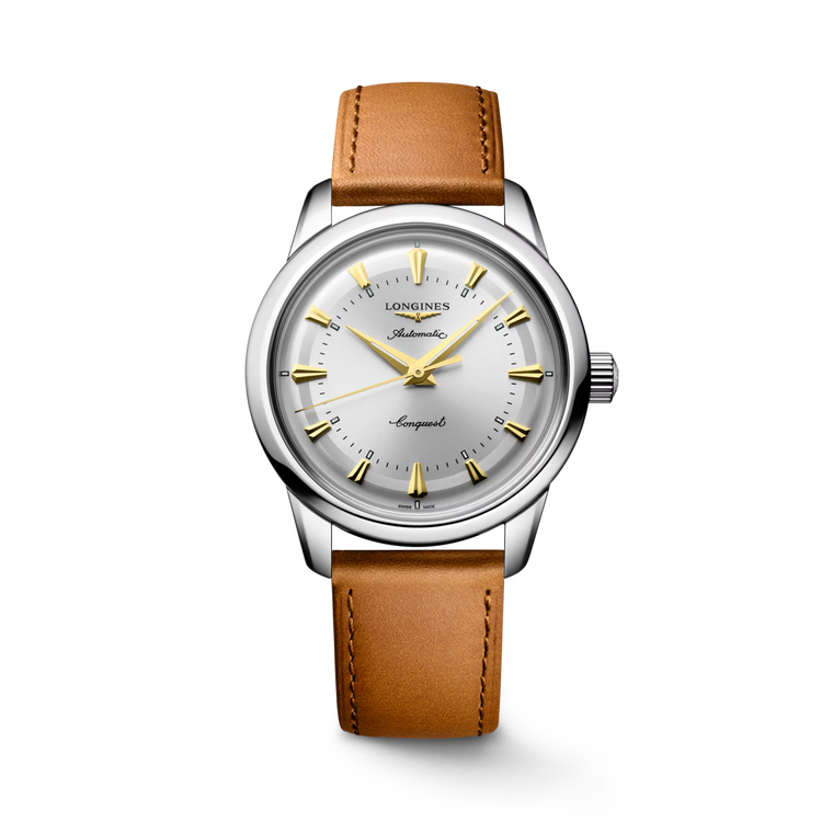 Longines Conquest Heritage Automatic Opaline Ivory Dial Brown Leather Strap 38 mm [L1.649.4.72.2]