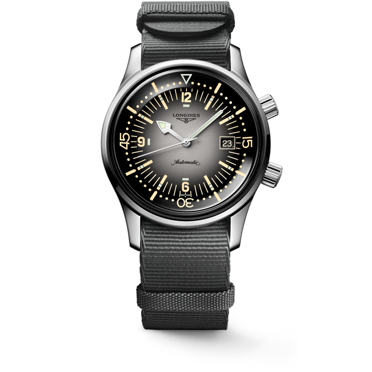 Longines Legend Diver Automatic Grey Dial Grey Nylon Strap 42 mm [L3.774.4.70.2]