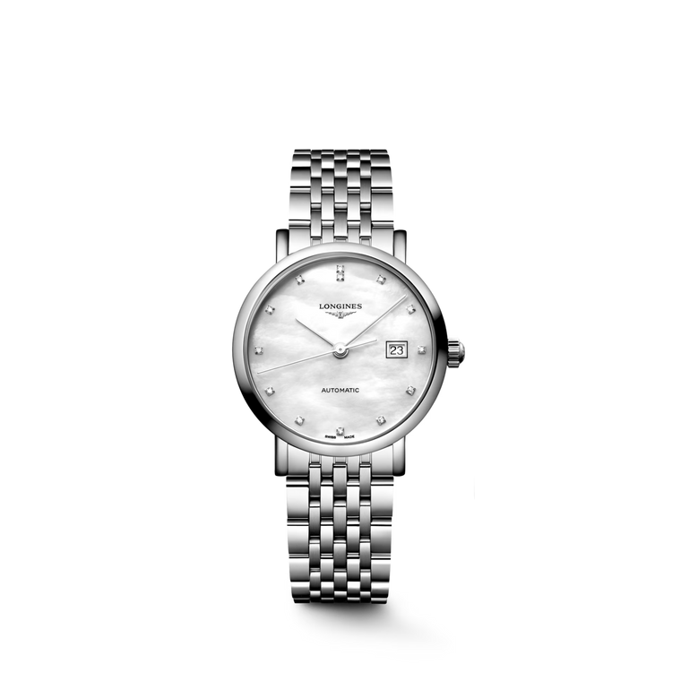 Longines Elegant Collection Automatic White Mother-of-Pearl Diamond Dial Stainless Steel Bracelet 29 mm [L4.310.4.80.6]